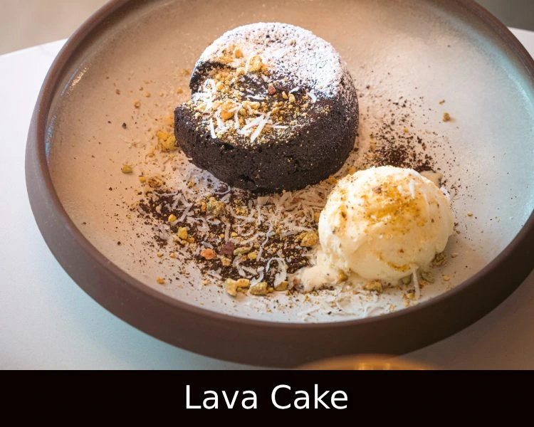 Warm chocolate lava cake dessert at Aama Nepalese Cuisine